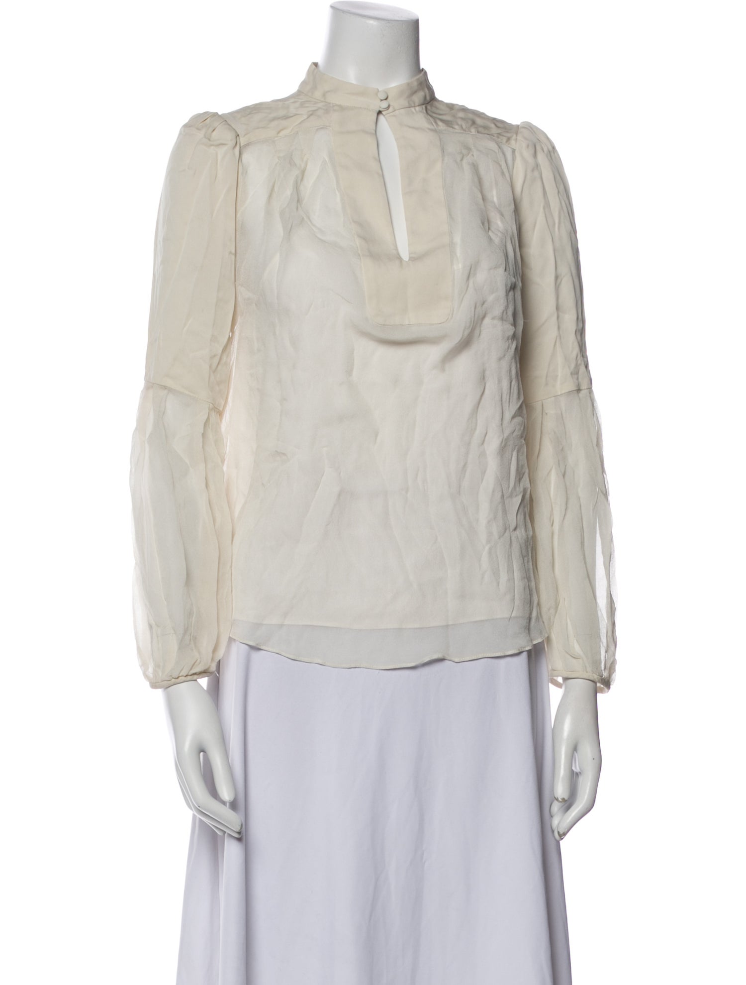 Diane von Furstenberg Mock Neck Three-Quarter Sleeve Blouse