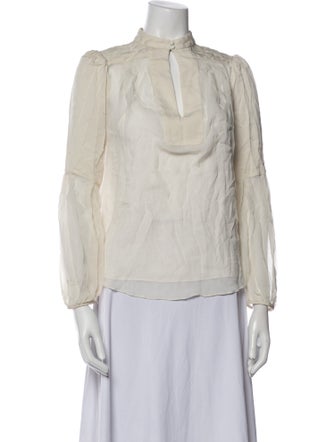 Diane von Furstenberg Mock Neck Three-Quarter Sleeve Blouse