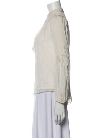 Diane von Furstenberg Mock Neck Three-Quarter Sleeve Blouse