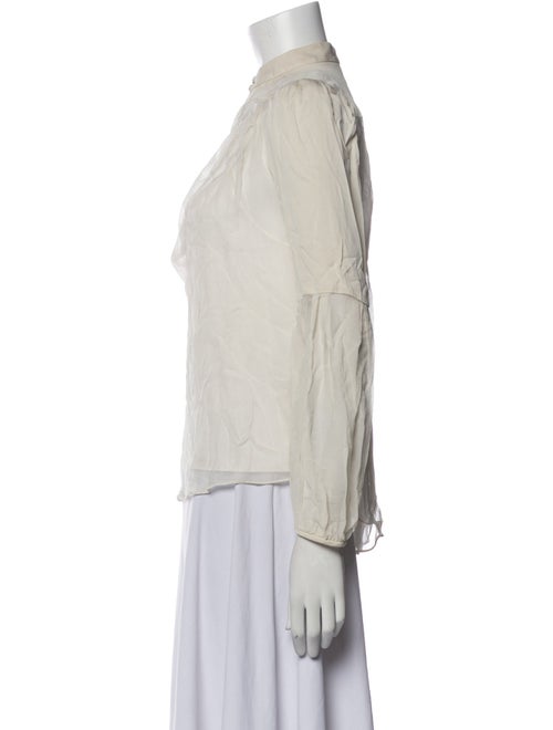 Diane von Furstenberg Mock Neck Three-Quarter Sleeve Blouse