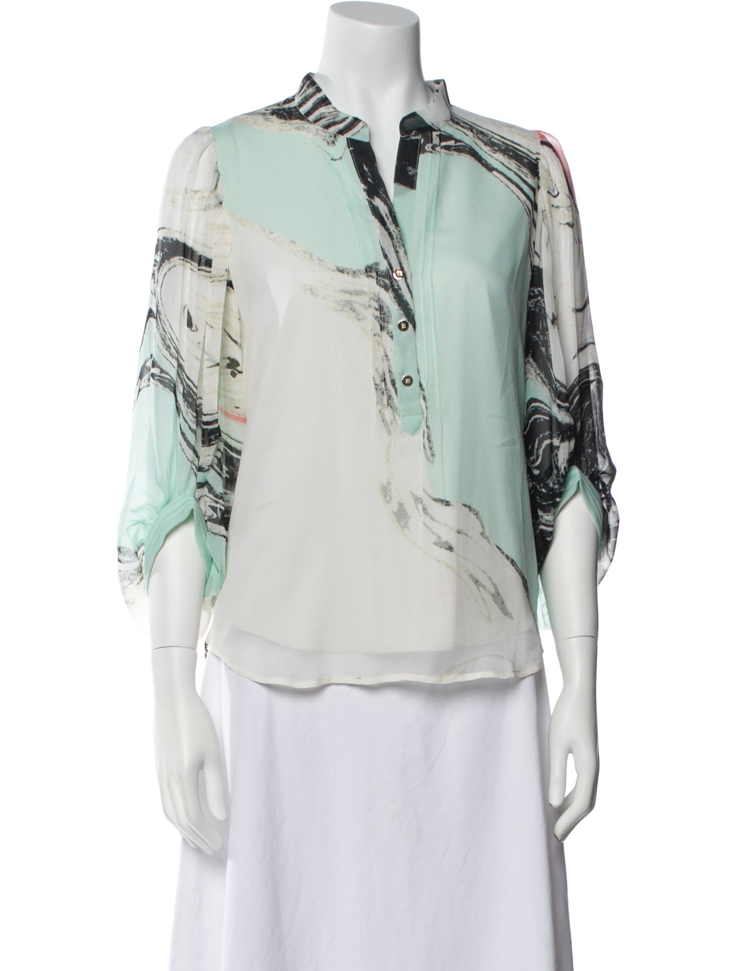 Diane von Furstenberg Silk Printed Button-Up Top w/ Tags
