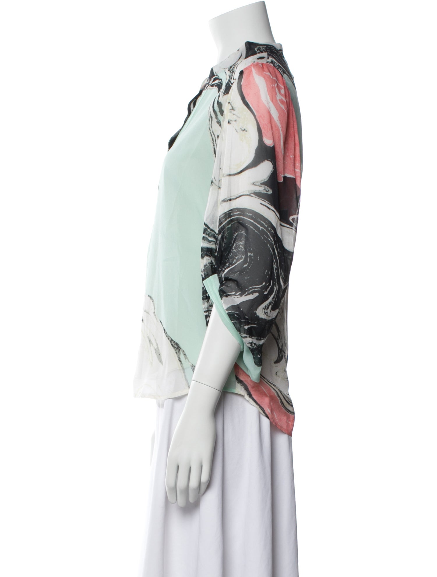 Diane von Furstenberg Silk Printed Button-Up Top w/ Tags