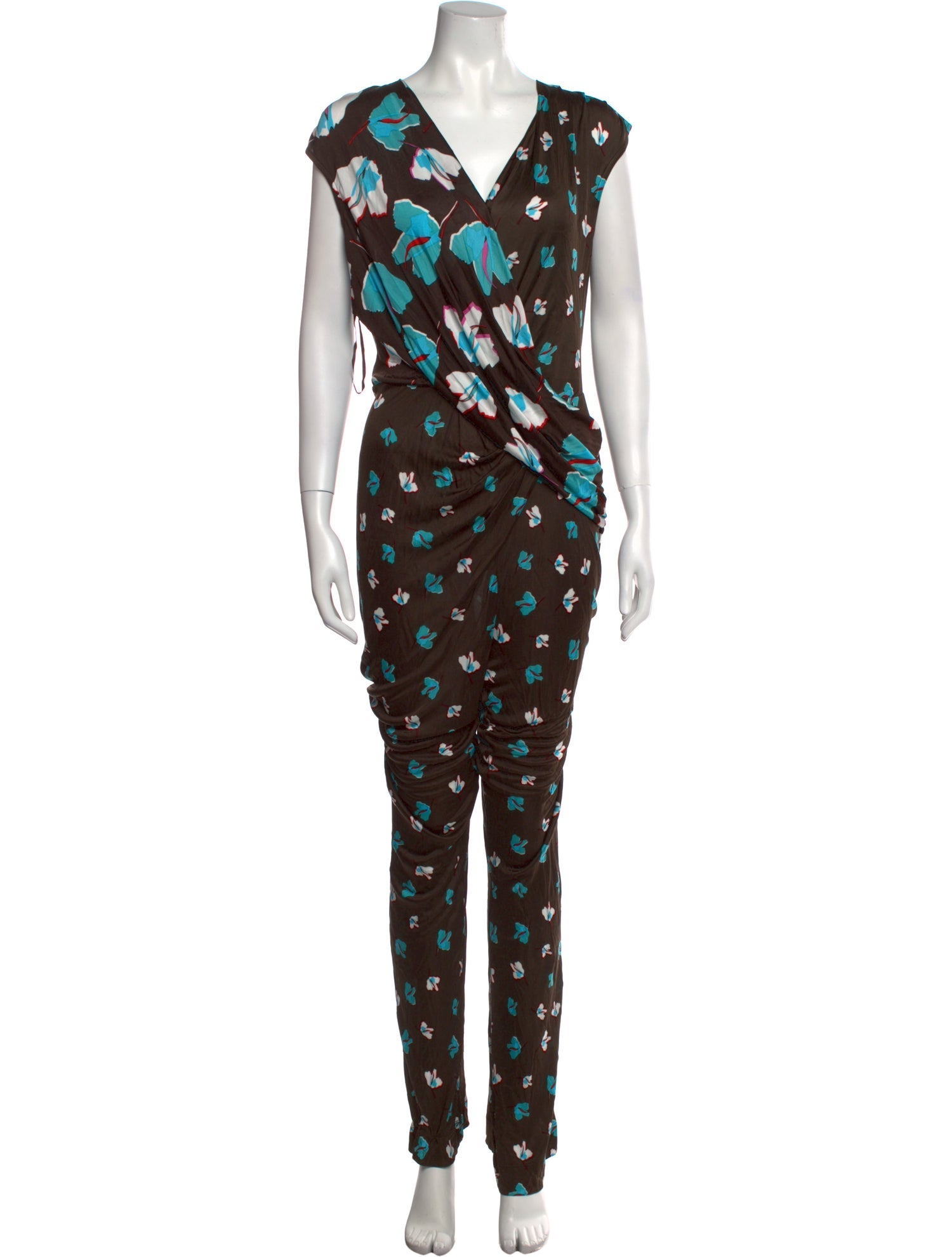 Diane von Furstenberg Printed V-Neck Jumpsuit w/ Tags