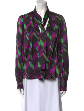Diane von Furstenberg Silk Printed Button-Up Top