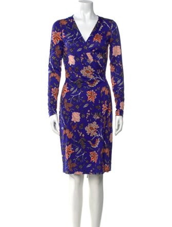 Diane von Furstenberg Floral Print Knee-Length Dress