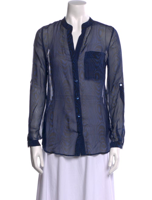 Diane von Furstenberg Animal Print V-Neck Button-Up Top