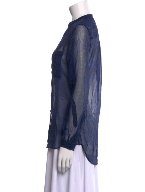 Diane von Furstenberg Animal Print V-Neck Button-Up Top