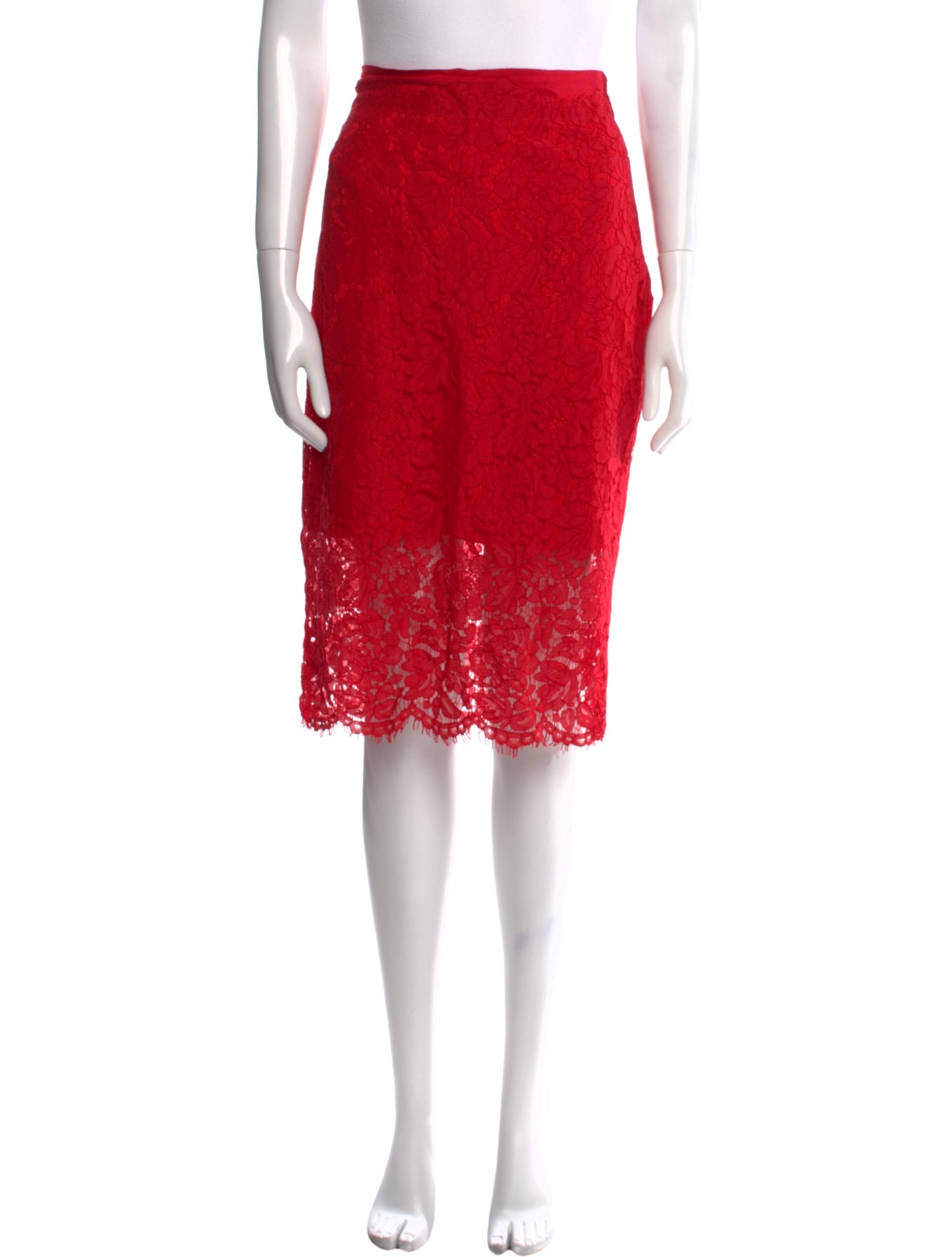 Diane von Furstenberg Lace Trim Embellishment Knee-Length Skirt
