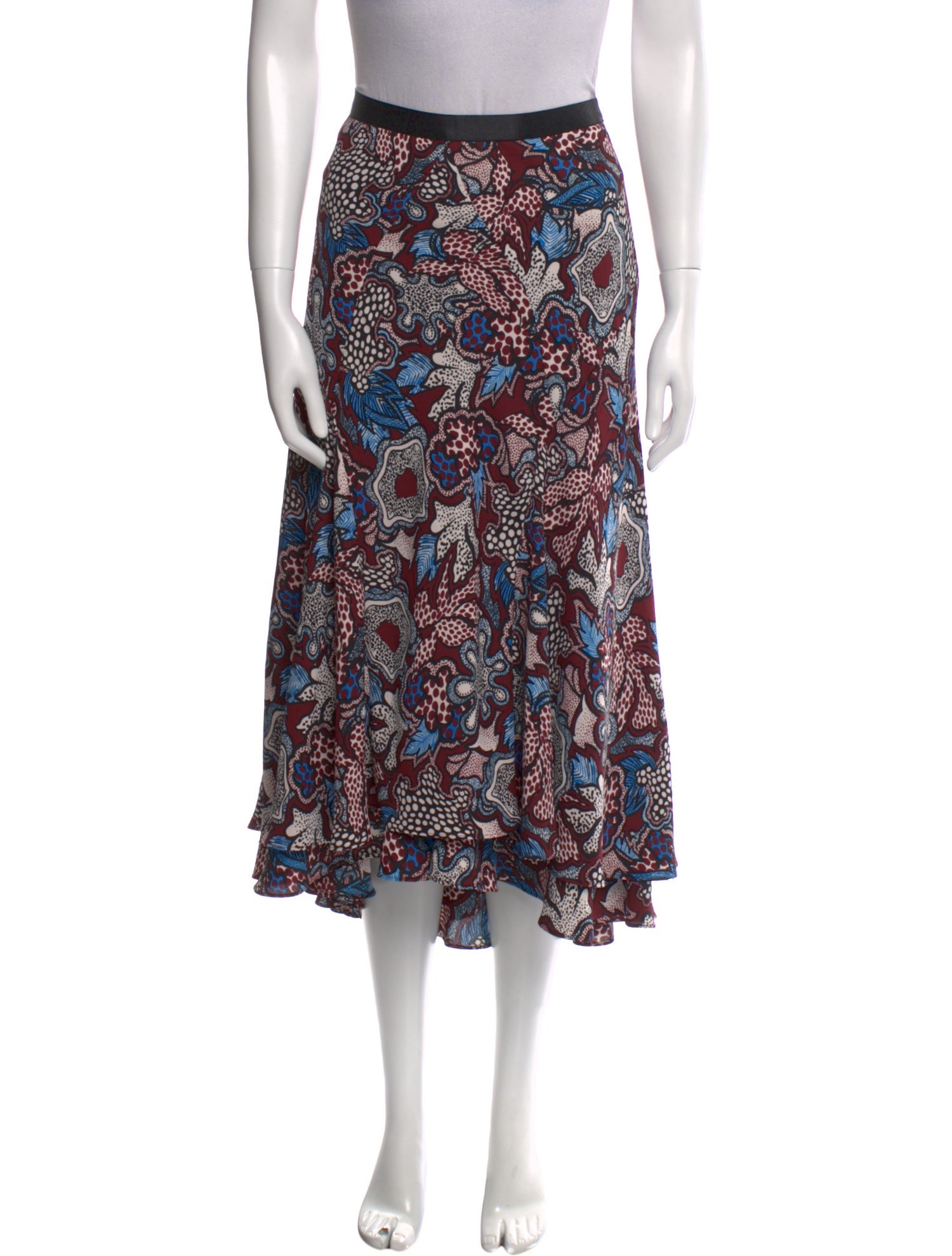 Diane von Furstenberg Floral Print Midi Length Skirt