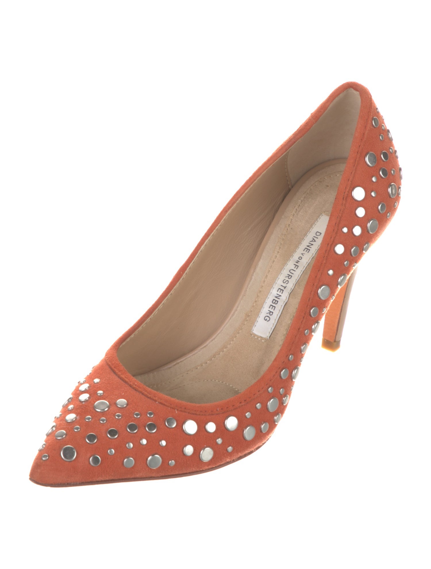 Diane von Furstenberg Leather Studded Accents Pumps