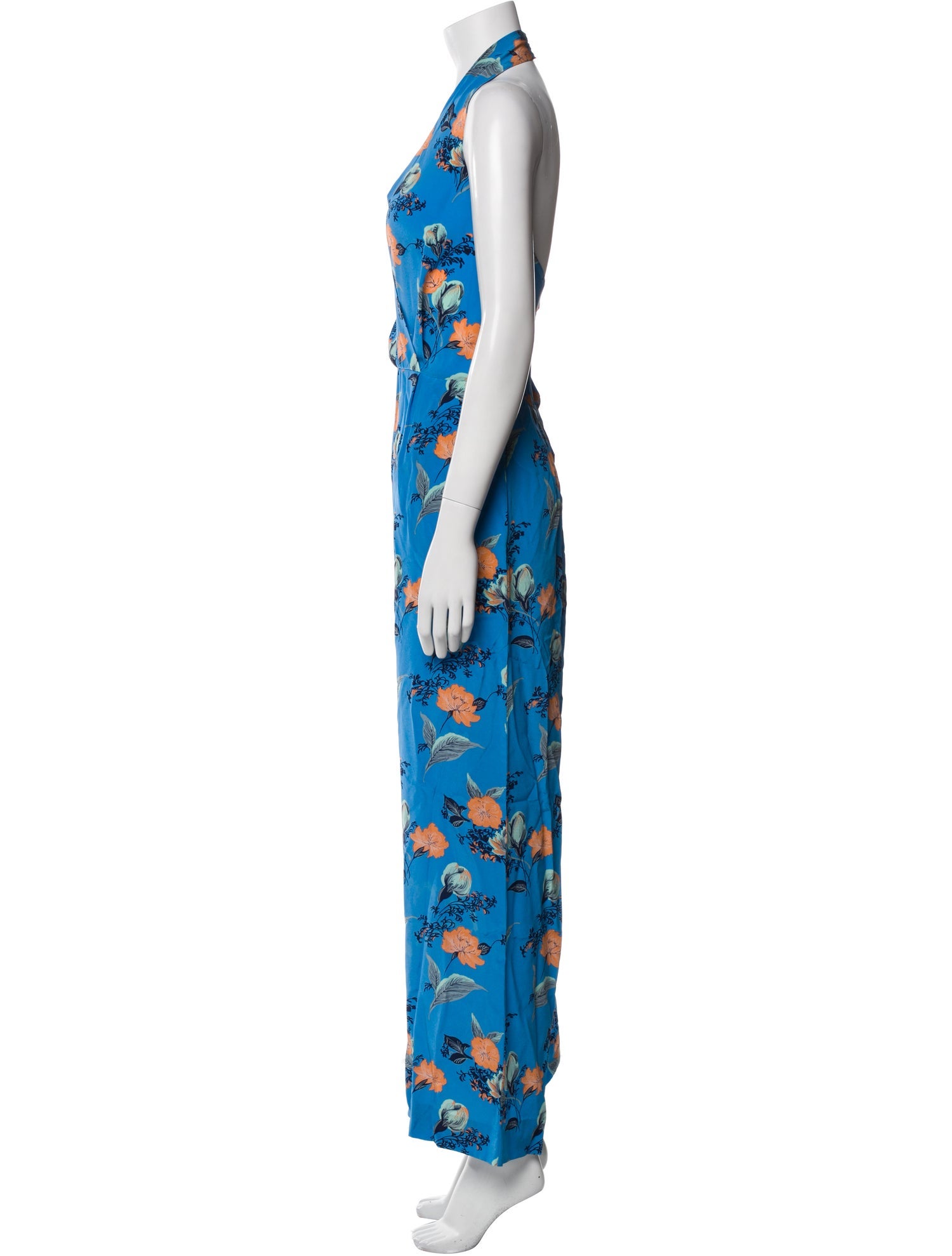 Diane von Furstenberg Floral Print V-Neck Jumpsuit