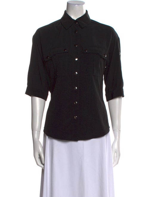 Diane von Furstenberg Three-Quarter Sleeve Button-Up Top