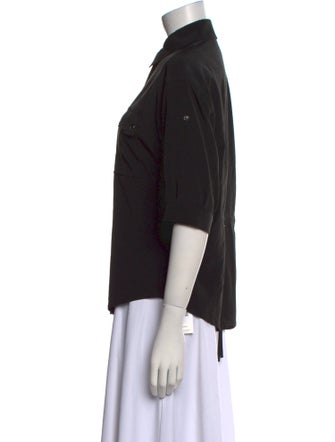 Diane von Furstenberg Three-Quarter Sleeve Button-Up Top