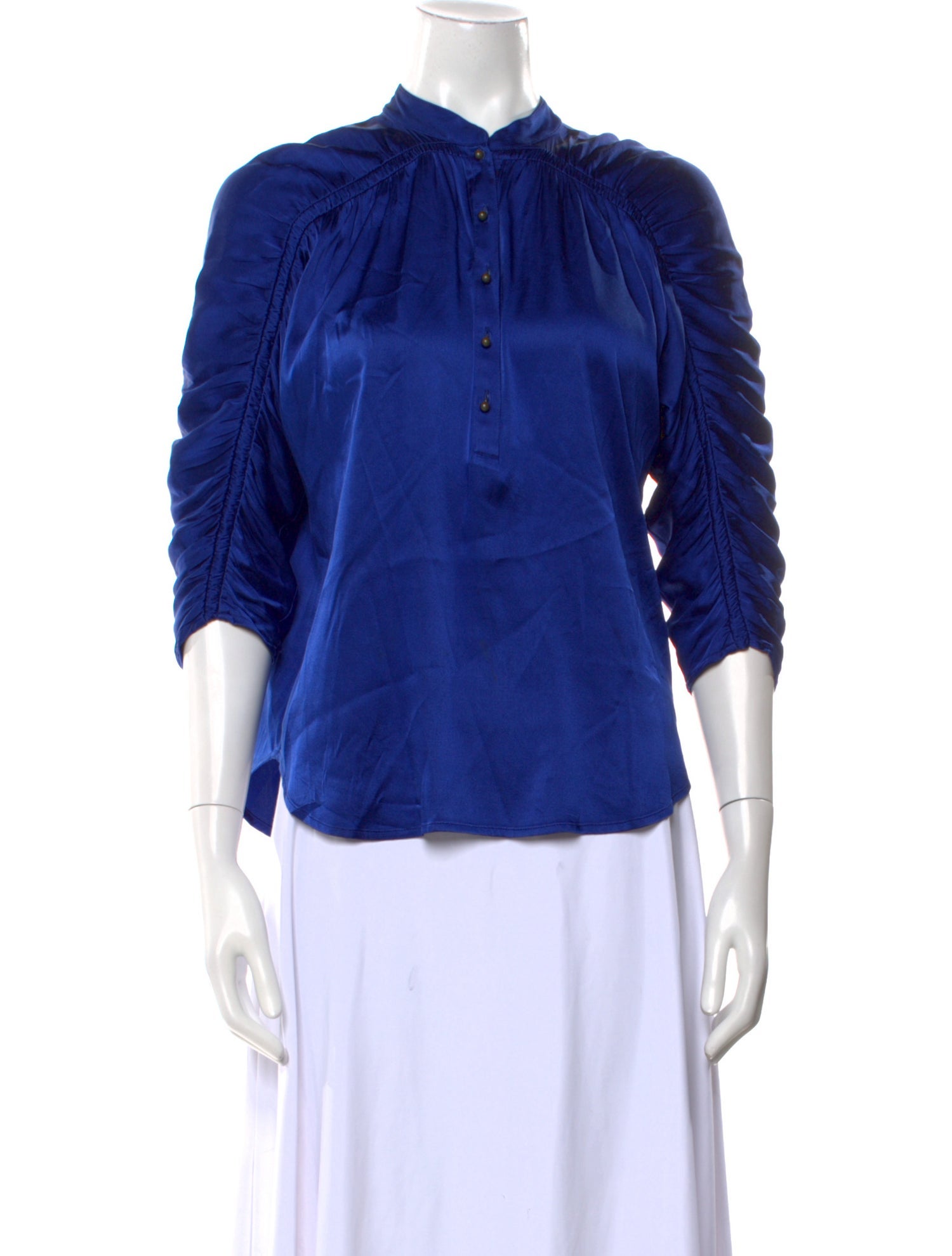Diane von Furstenberg Silk Mock Neck Button-Up Top