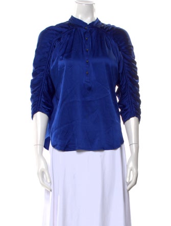 Diane von Furstenberg Silk Mock Neck Button-Up Top