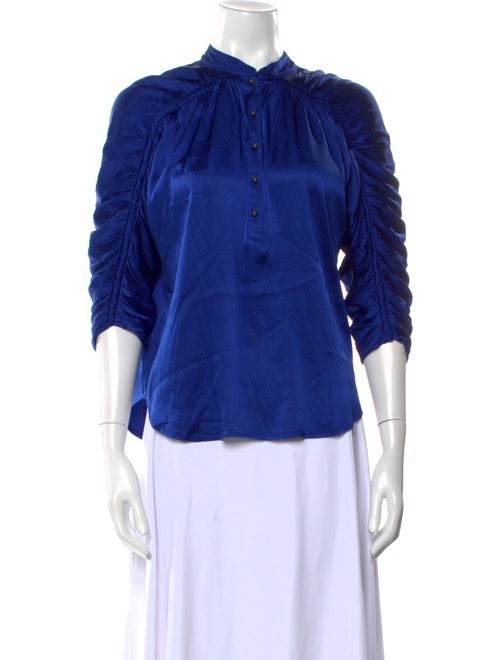 Diane von Furstenberg Silk Mock Neck Button-Up Top