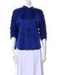 Diane von Furstenberg Silk Mock Neck Button-Up Top