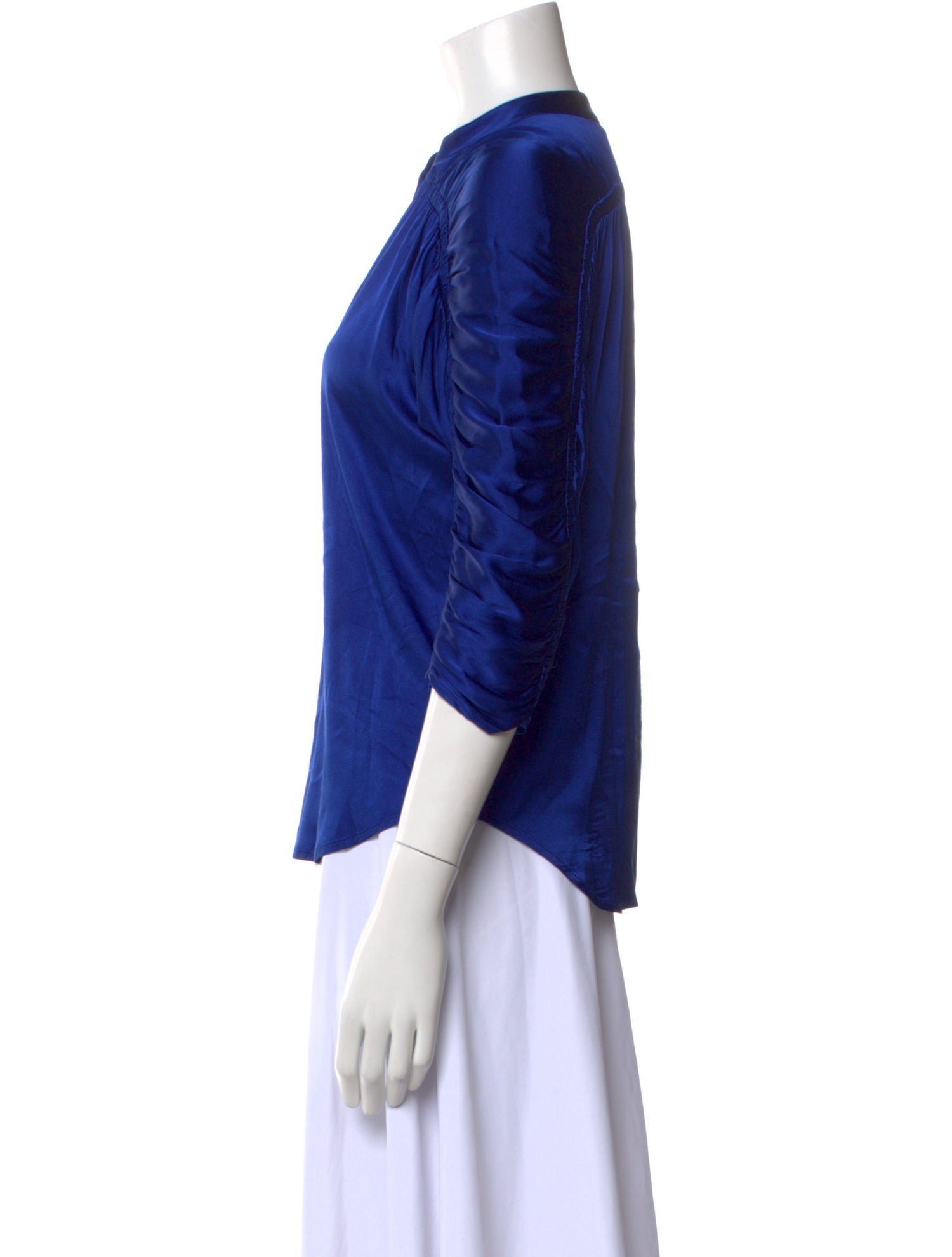 Diane von Furstenberg Silk Mock Neck Button-Up Top