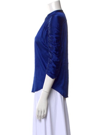 Diane von Furstenberg Silk Mock Neck Button-Up Top