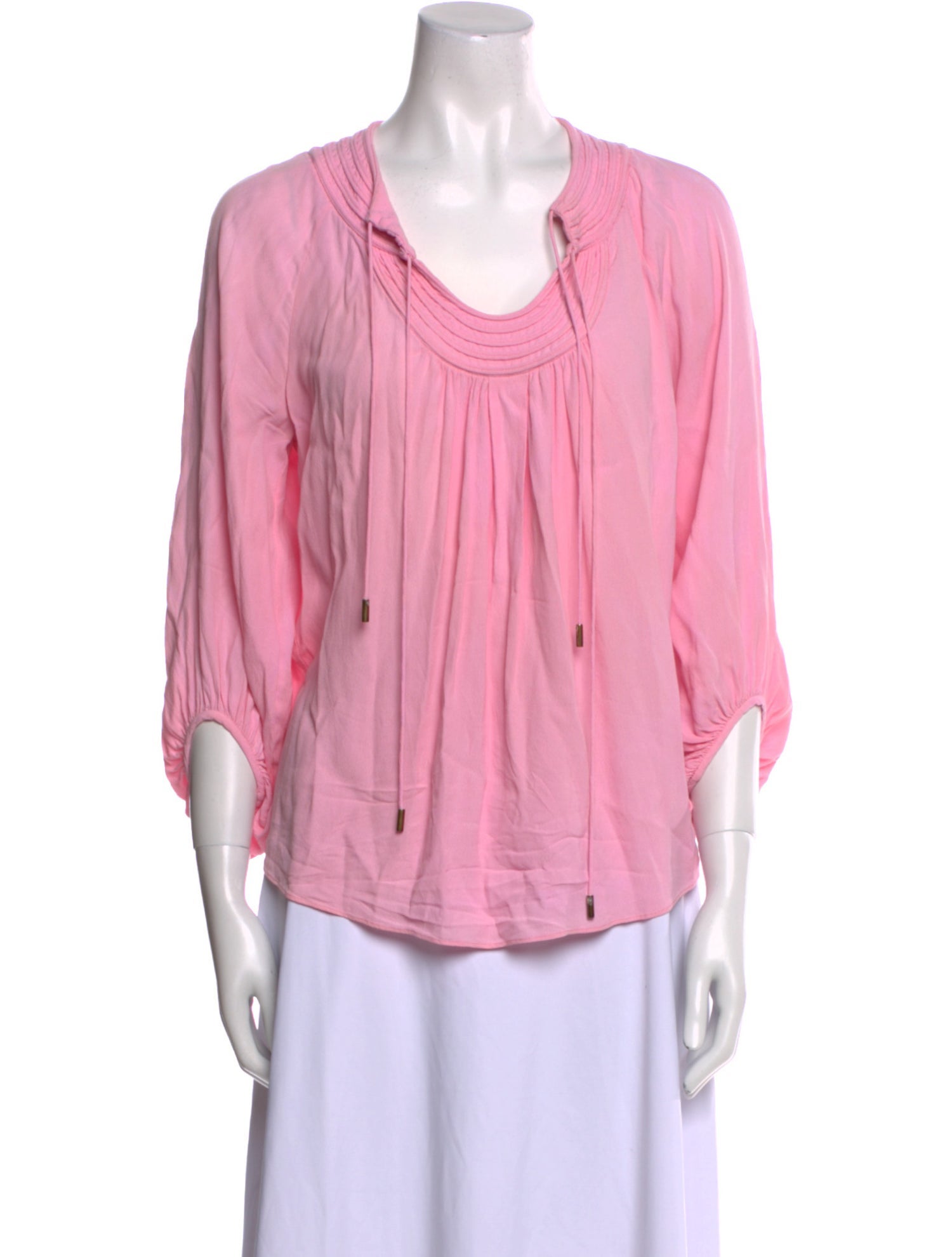 Diane von Furstenberg Cowl Neck Three-Quarter Sleeve Blouse