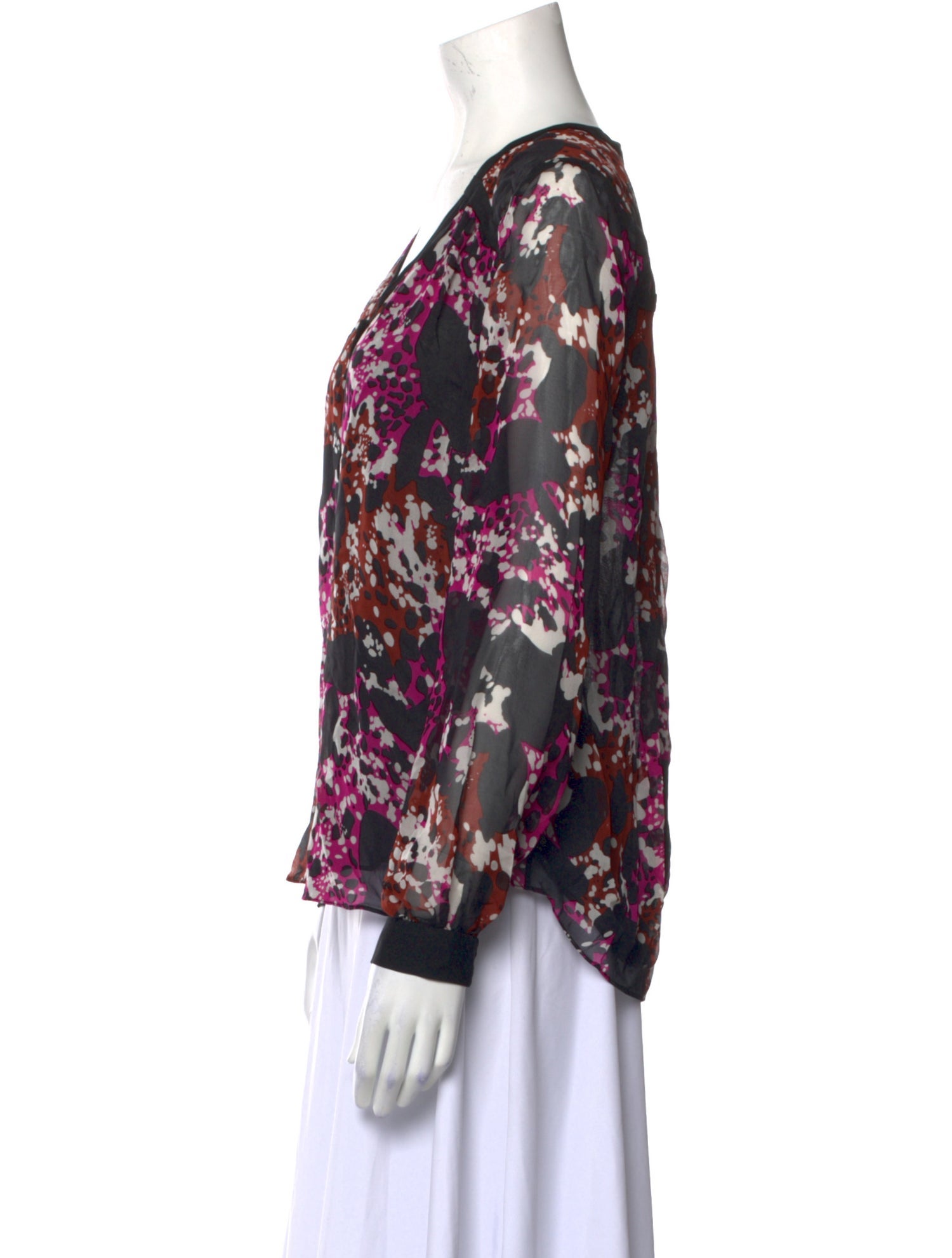 Diane von Furstenberg Silk Floral Print Blouse