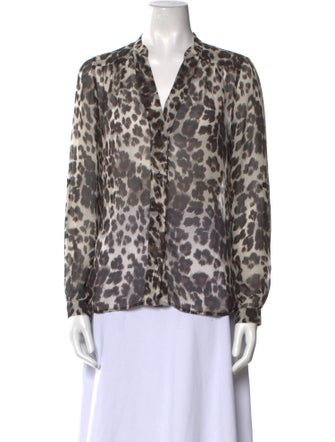 Diane von Furstenberg Silk Animal Print Button-Up Top