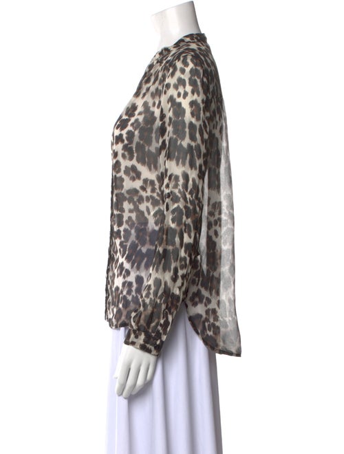Diane von Furstenberg Silk Animal Print Button-Up Top