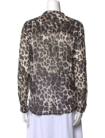 Diane von Furstenberg Silk Animal Print Button-Up Top