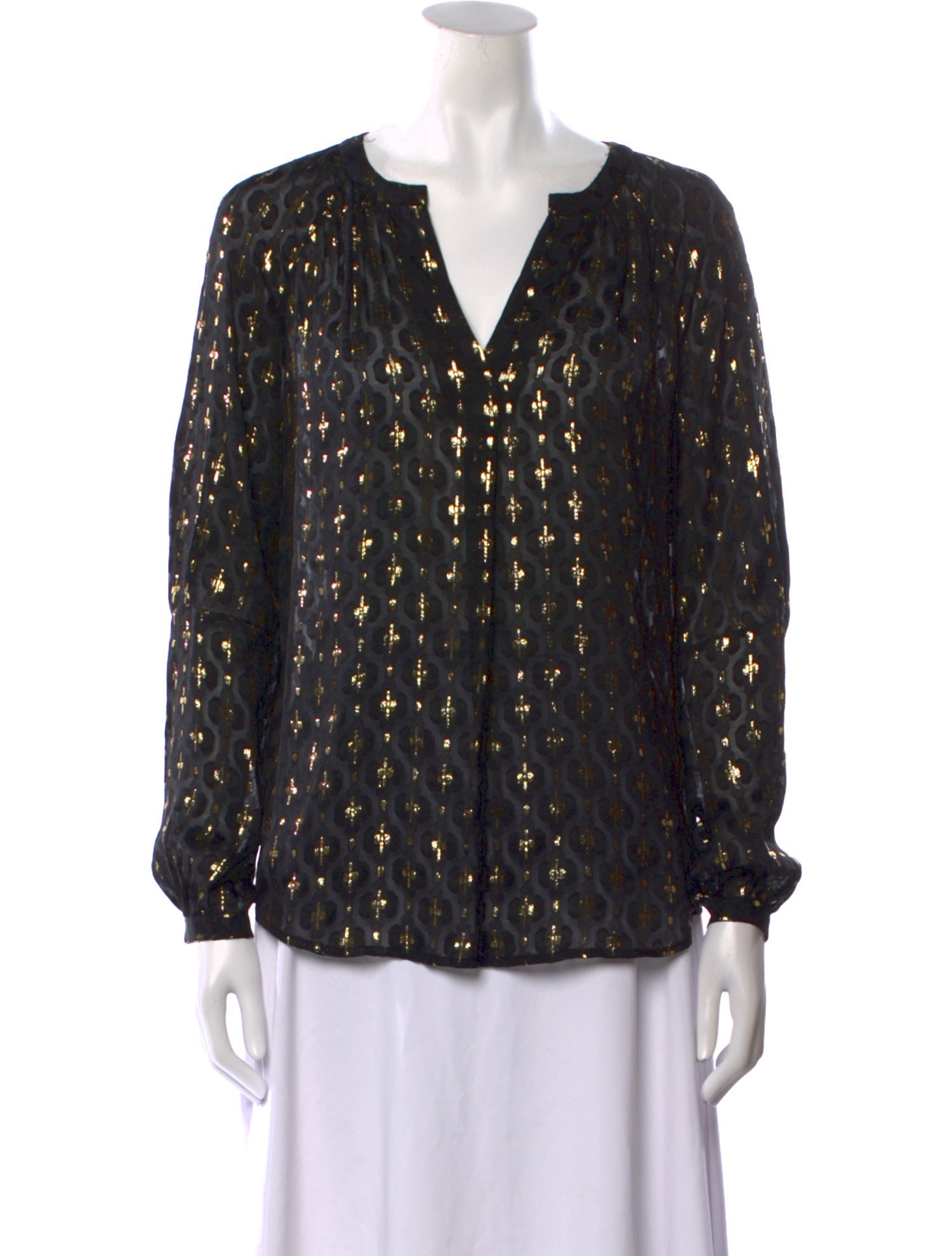 Diane von Furstenberg Printed V-Neck Blouse