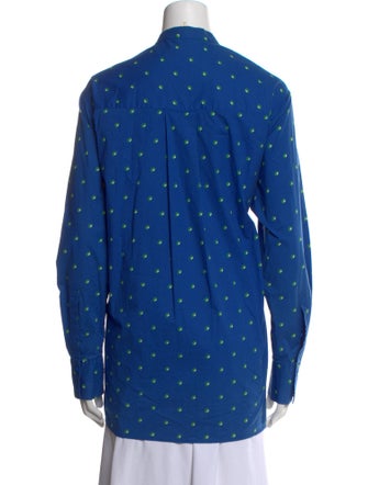 Diane von Furstenberg Polka Dot Print Mock Neck Button-Up Top