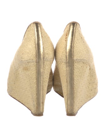 Diane von Furstenberg Raffia Leather Trim Embellishment Espadrilles