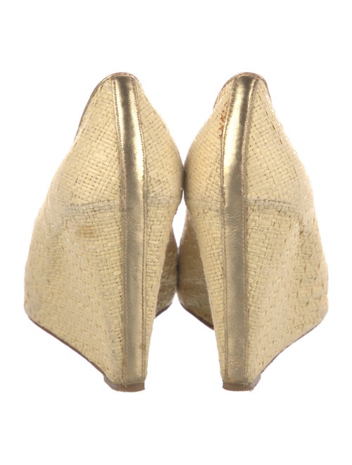 Diane von Furstenberg Raffia Leather Trim Embellishment Espadrilles