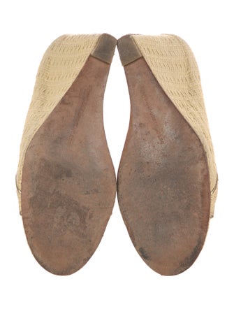 Diane von Furstenberg Raffia Leather Trim Embellishment Espadrilles