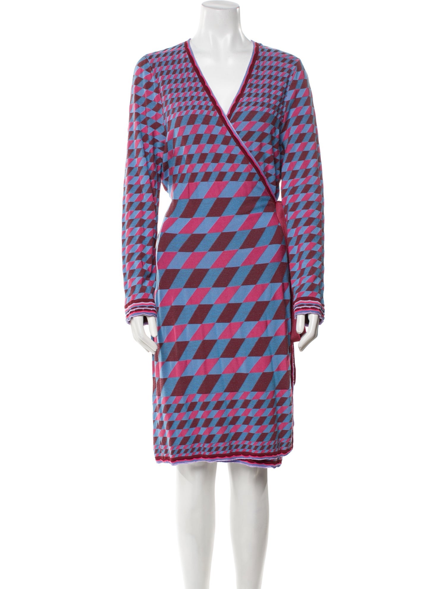 Diane von Furstenberg Plaid Print V-Neck Sweater