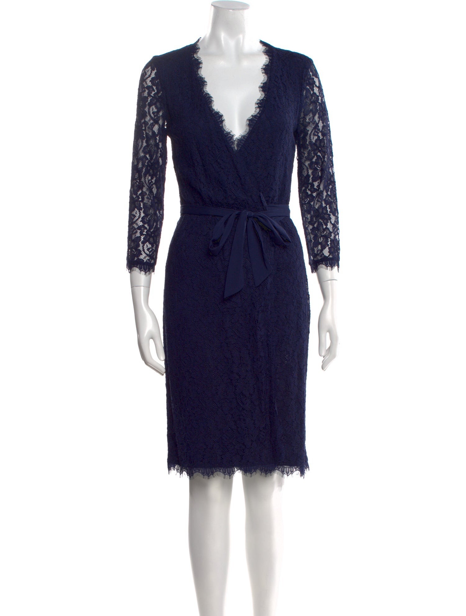 Diane von Furstenberg Lace Pattern Knee-Length Dress - Blue Dresses, Clothing - WDI549836 | The RealReal Diane von Furstenberg Lace Pattern Knee-Length Dress - Blue Dresses, Clothing - WDI549836 | The RealReal