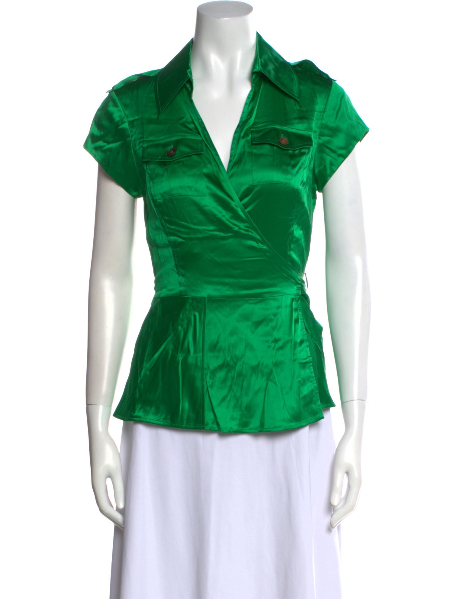Diane von Furstenberg Silk Short Sleeve Button-Up Top