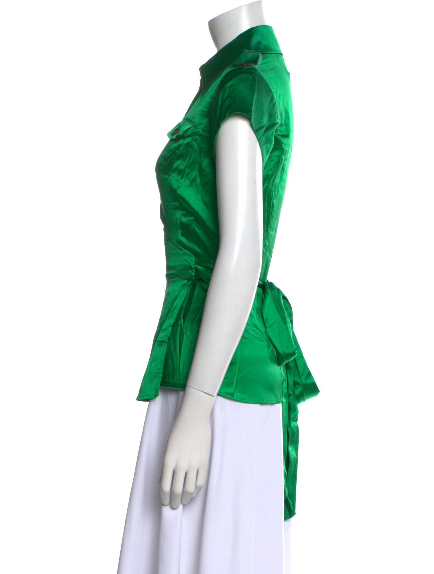 Diane von Furstenberg Silk Short Sleeve Button-Up Top