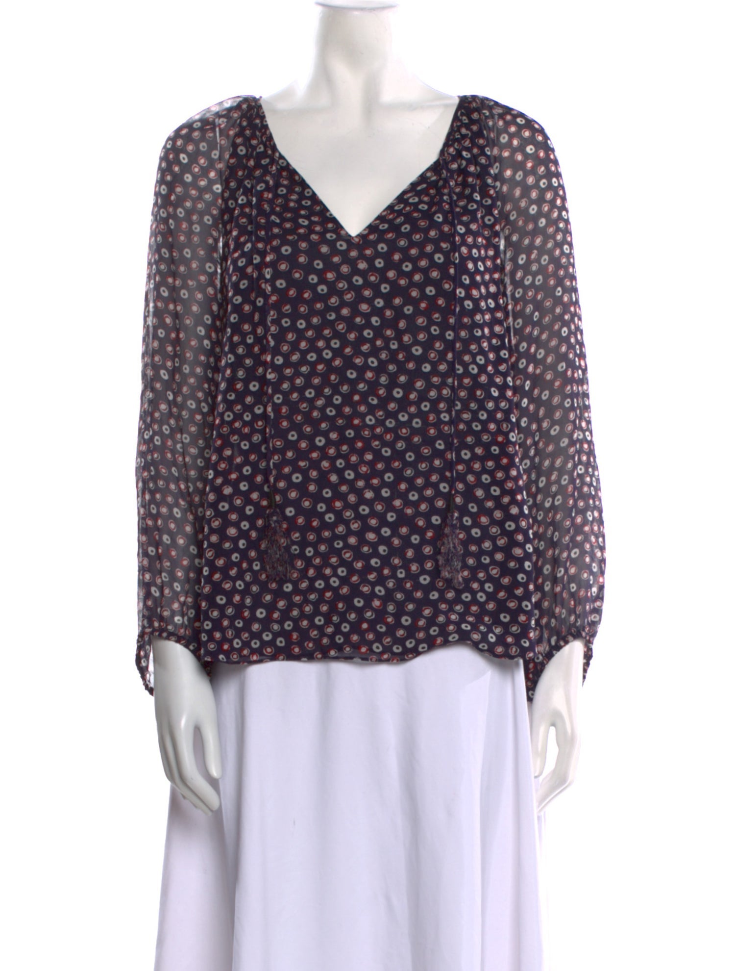 Diane von Furstenberg Silk Polka Dot Print Blouse