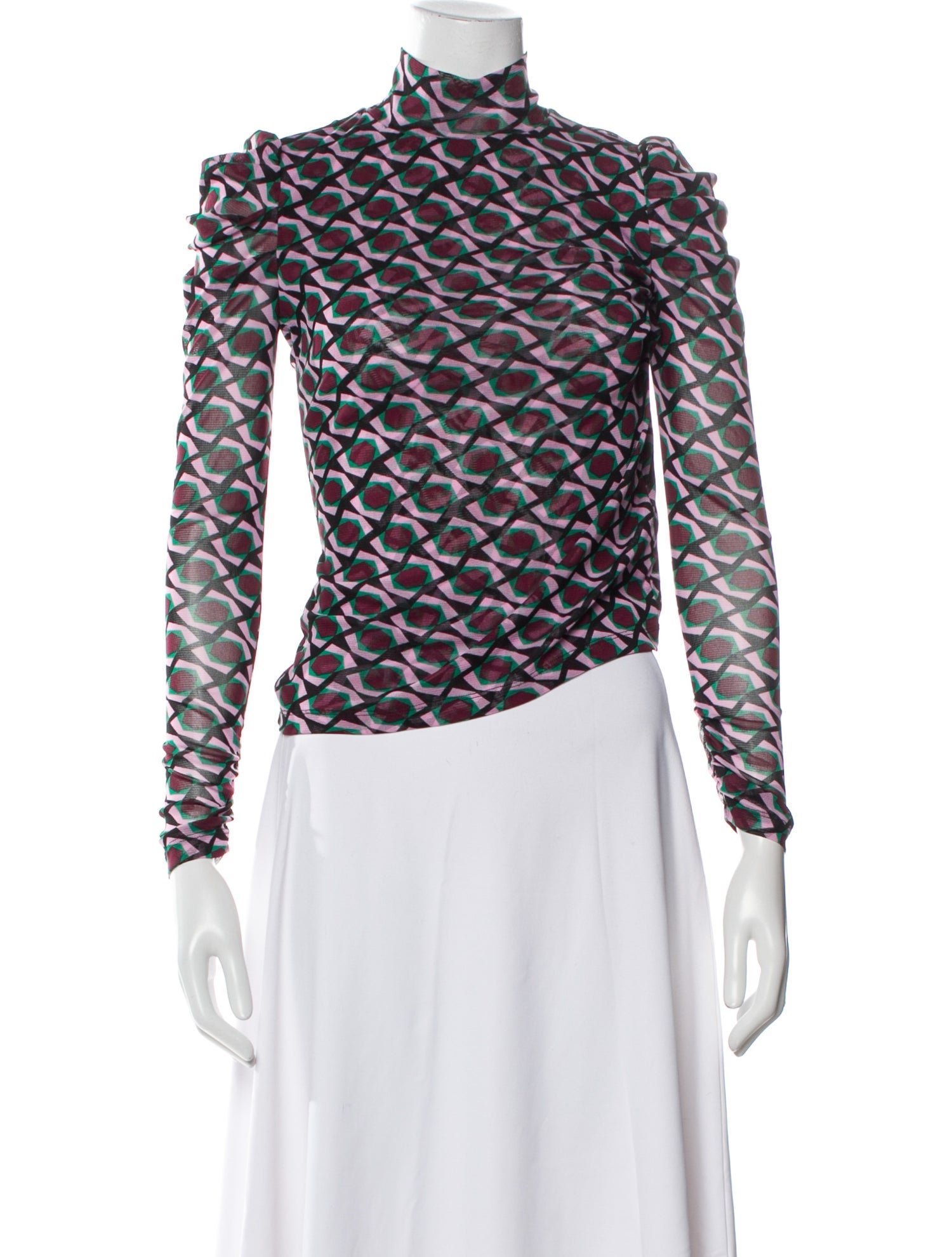 Diane von Furstenberg Printed Mock Neck Top