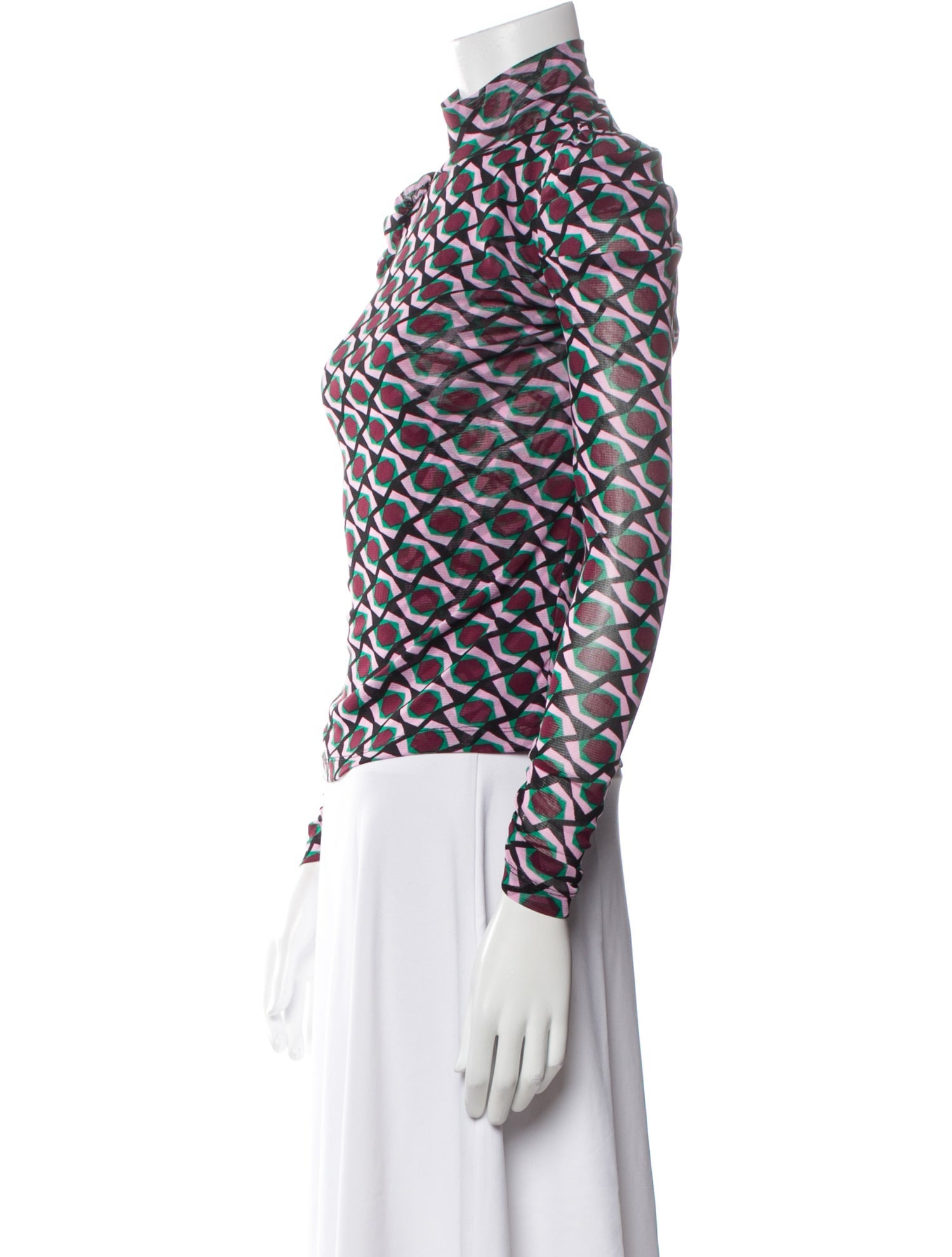 Diane von Furstenberg Printed Mock Neck Top