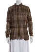 Diane von Furstenberg Plaid Print Mock Neck Blouse