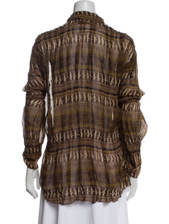 Diane von Furstenberg Plaid Print Mock Neck Blouse