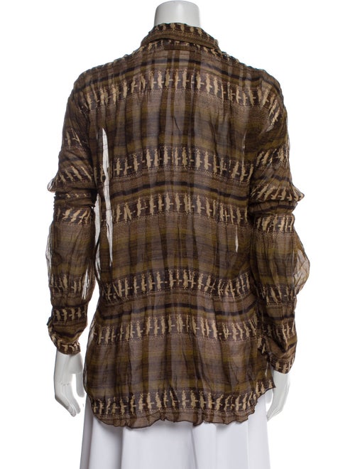 Diane von Furstenberg Plaid Print Mock Neck Blouse