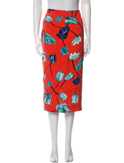 Diane von Furstenberg Floral Print Midi Length Skirt