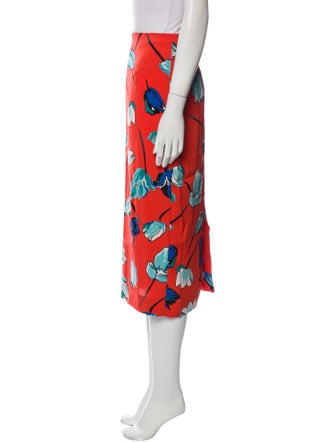 Diane von Furstenberg Floral Print Midi Length Skirt