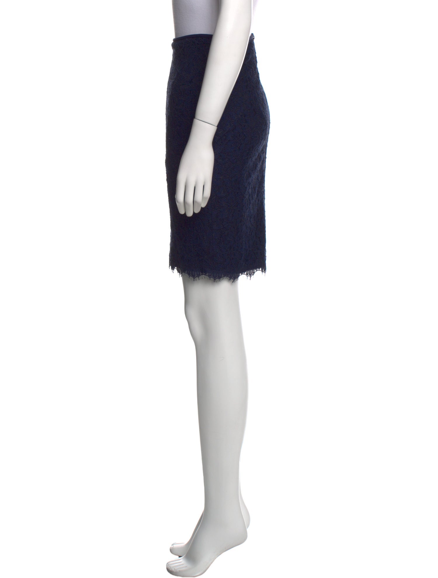 Diane von Furstenberg Lace Trim Embellishment Knee-Length Skirt