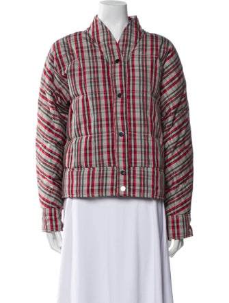 Diane von Furstenberg Plaid Print Down Jacket