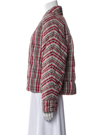 Diane von Furstenberg Plaid Print Down Jacket