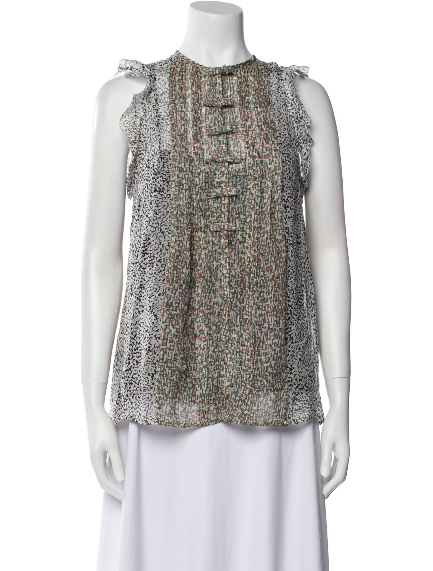 Diane von Furstenberg Printed Crew Neck Blouse