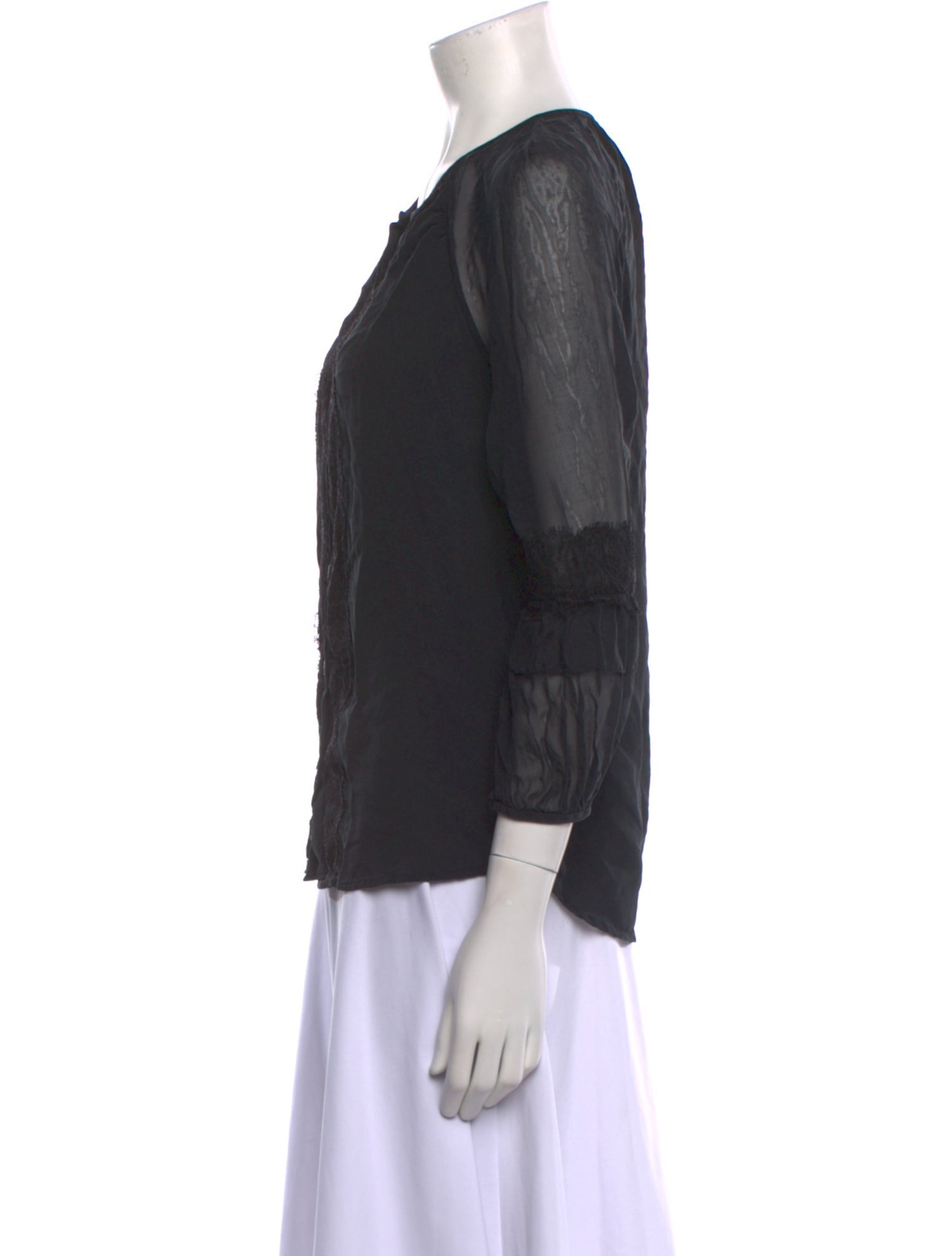 Diane von Furstenberg Silk Crew Neck Button-Up Top